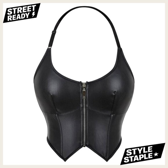 Medium Polyester Halter Neck Push Up Corset Crop Top Slimming